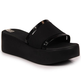 Svarta gummitofflor för kvinnor på plattformen Zaxy HH285197