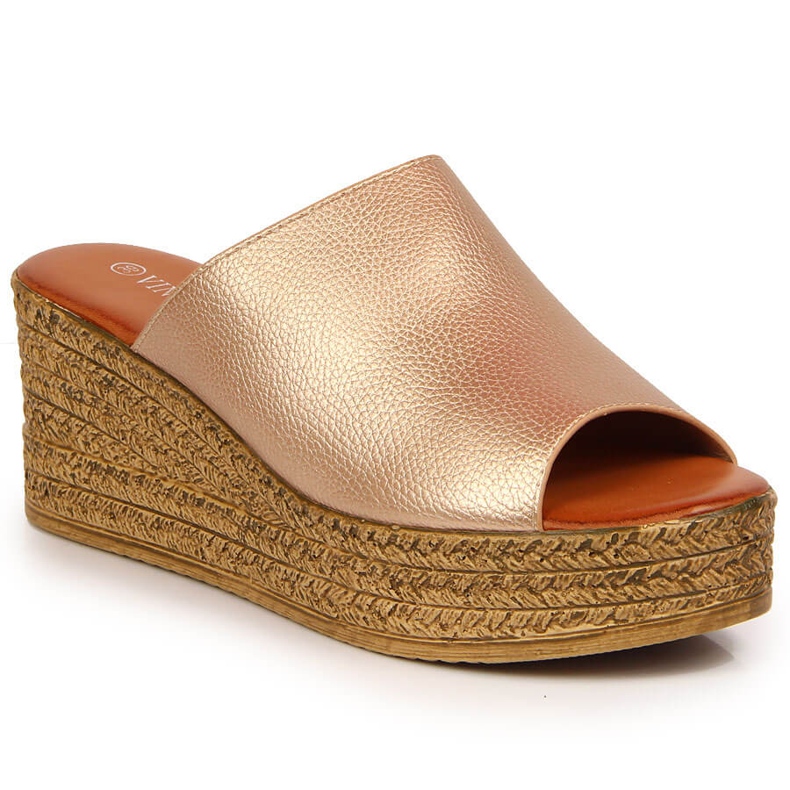 Damtofflor Vinceza med guldkil gyllene