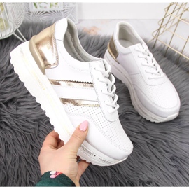 Damskor i läder på den vita Filippo-plattformen