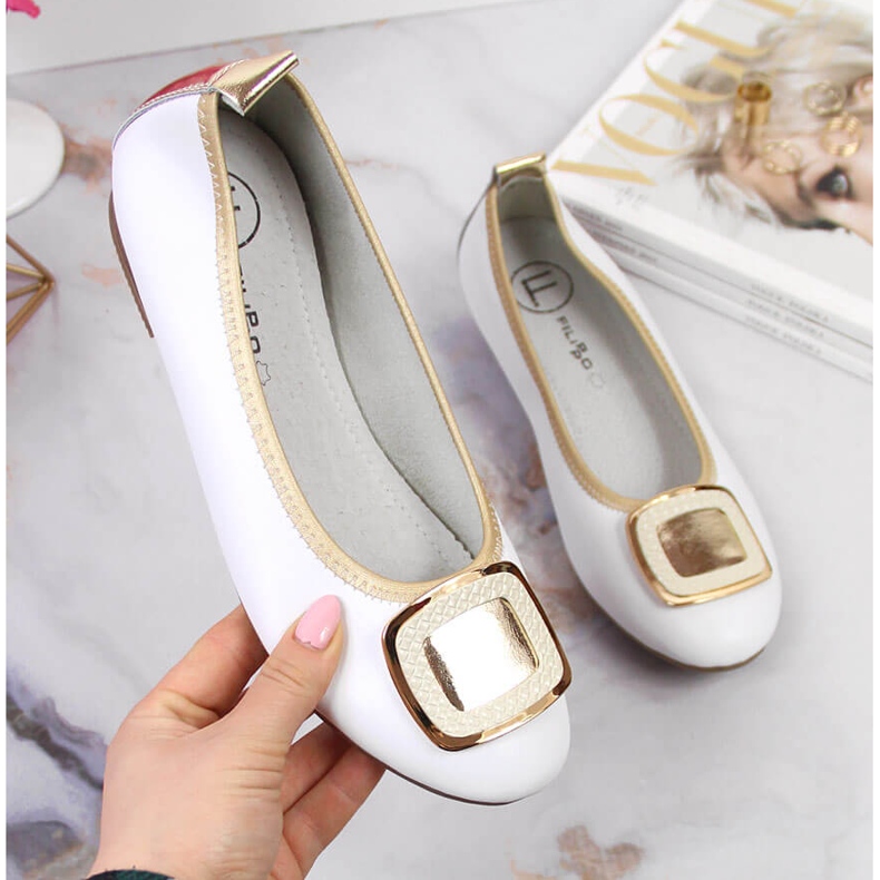 Vita läderballerinor för kvinnor Filippo