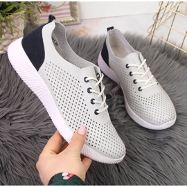 Grå Artiker genombrutna läderskor för kvinnor