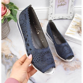 Genombrutna skor för kvinnor, öppen tå, marinblå Jezzi