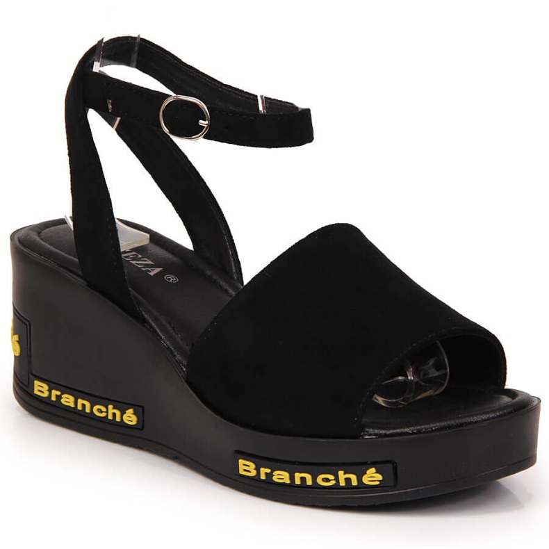 Svarta Vinceza damsandaler på kilklack