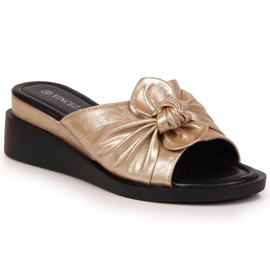 Damtofflor Vinceza med guldkil gyllene