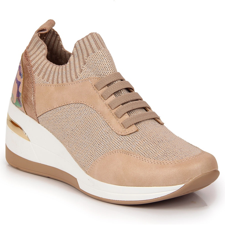 Dambrogues på en kilklack slip på puderrosa Artiker