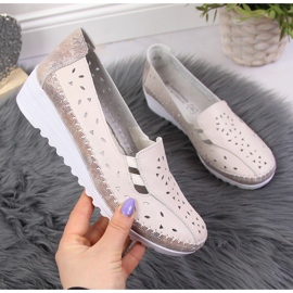 Bekväma damskor i läder, beige T.Sokolski