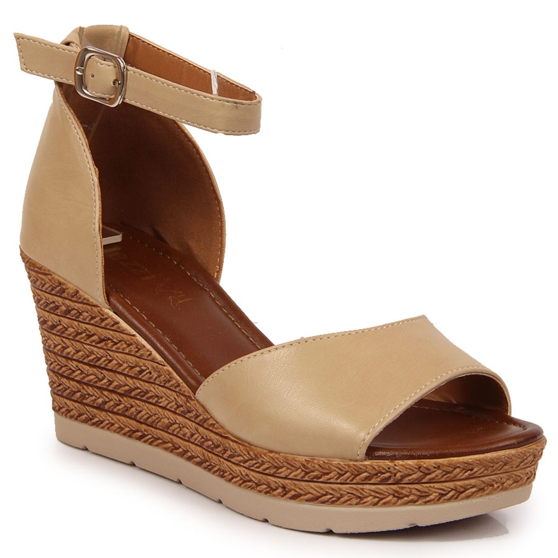 Beige damsandaler på en kil Jezzi