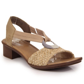 Beige damsandaler med höga klackar Rieker 62664-61