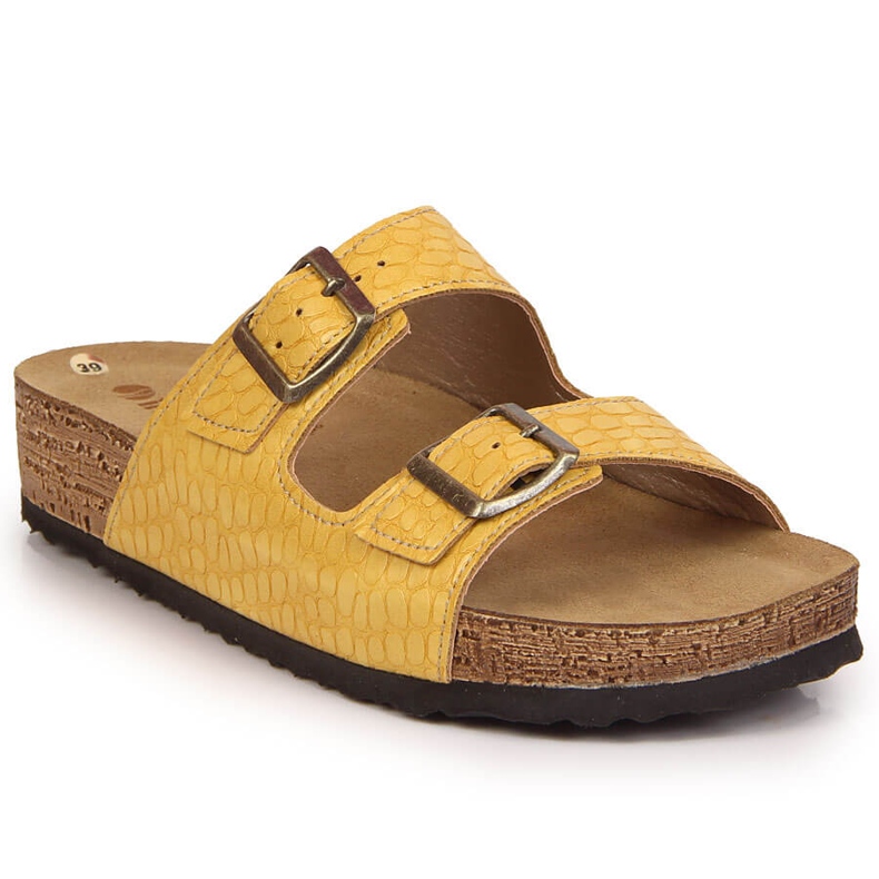 Gula Inblu damtofflor med spännen