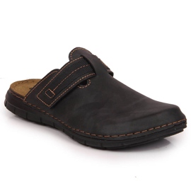 Svarta Inblu byggda tofflor för män