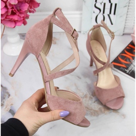 Damsandaler på högklackat rosa Sergio Leone