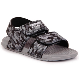 Grå skumsandaler för pojkar med kardborre American Club