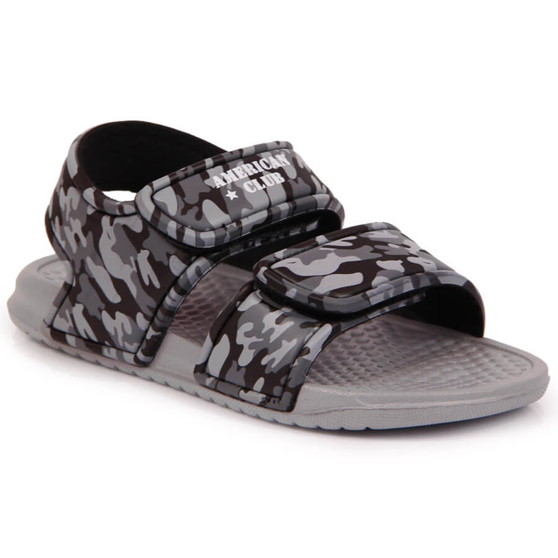 Grå skumsandaler för pojkar med kardborre American Club