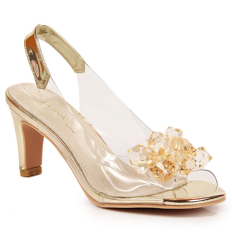 Transparenta damsandaler med gyllene Sabatina-stenar