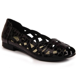 Svarta genombrutna ballerinas Jezzi skor för kvinnor