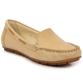 Läder loafers för dam ljusbeige Helios 398