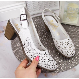 OpenWork Sandals Women's Leather Full White Rieker 40981-80 White vit