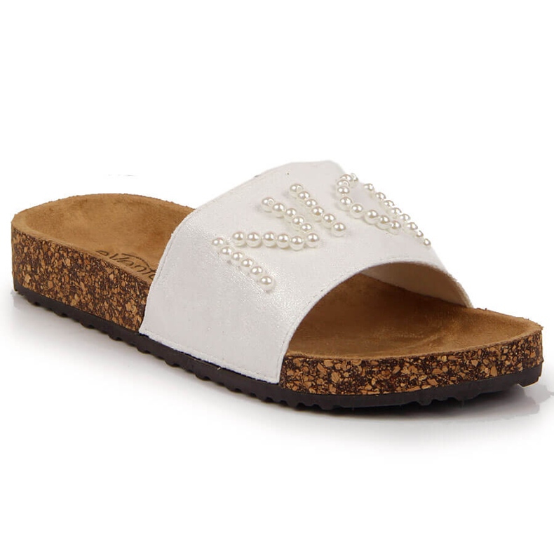 Kvinnors vita tofflor med pärlor eVento