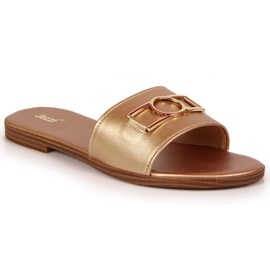 Damtofflor med gyllene Jezzi-dekoration