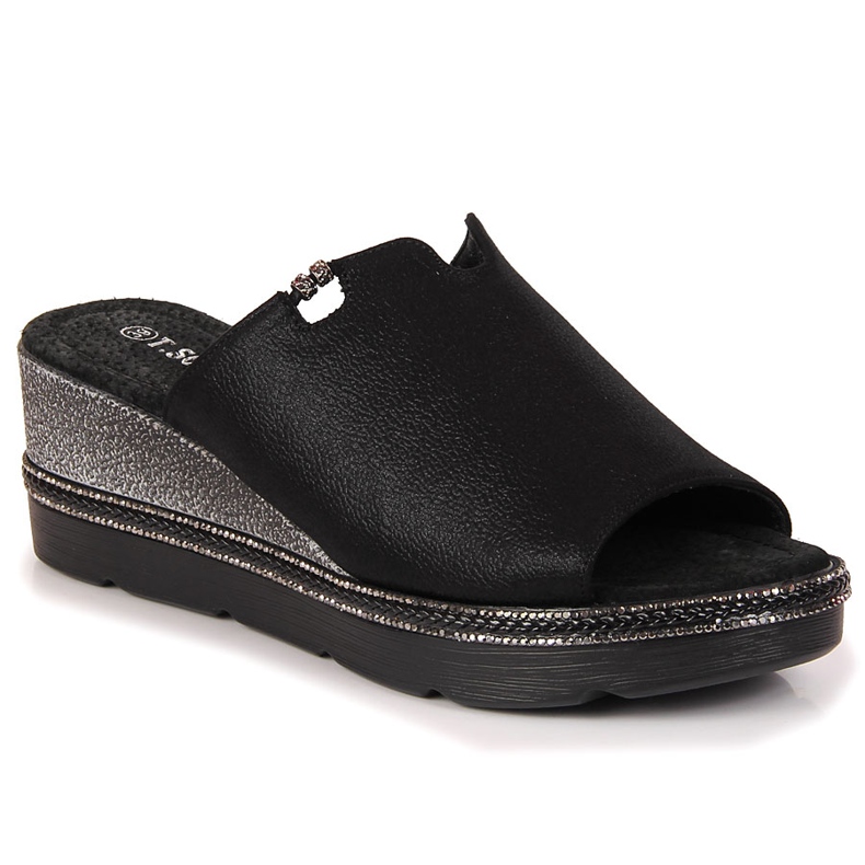 Svarta wedge tofflor för kvinnor T.Sokolski