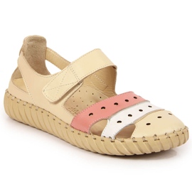 Skinnsandaler för kvinnor med genombrutna Artiker beige