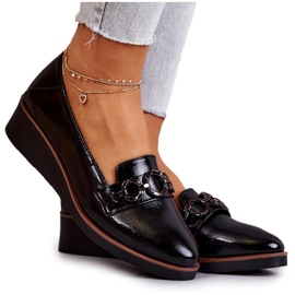 Vinceza Lackläder Wedge Skor Svarta Melodier