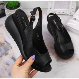 Svarta damsandaler på en kil Sergio Leone