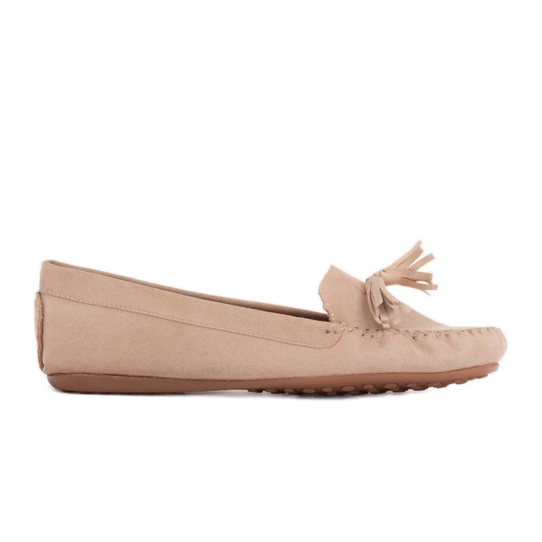 Marco Shoes Ballerinamockasin i beige mocka