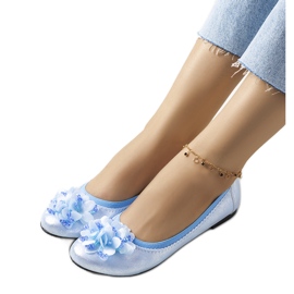 Blå metallic duff ballerinor