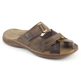 Polbut Skinntofflor för män SA06 / 2 bruna