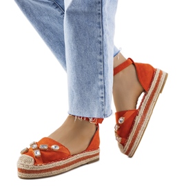 Orange espadrillor med Taimi cubic zirconia