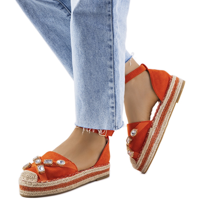 Orange espadrillor med Taimi cubic zirconia