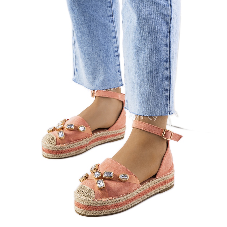 Rosa espadrillor med Taimi cubic zirconia
