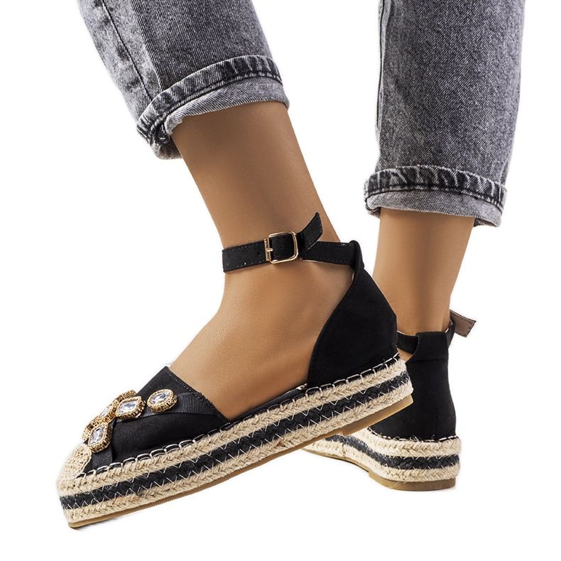 Svarta espadrillor med Taimi cubic zirconia