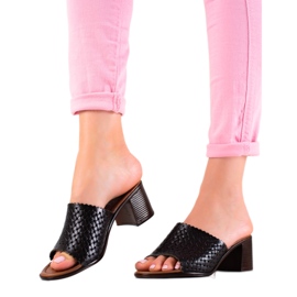 W. Potocki Lädertofflor på häl Potocki svart