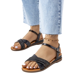 Svarta sandaler med Parade cubic zirconia