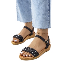 Farra svarta sandaler för kvinnor