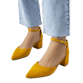 Senap Litze pumps gul