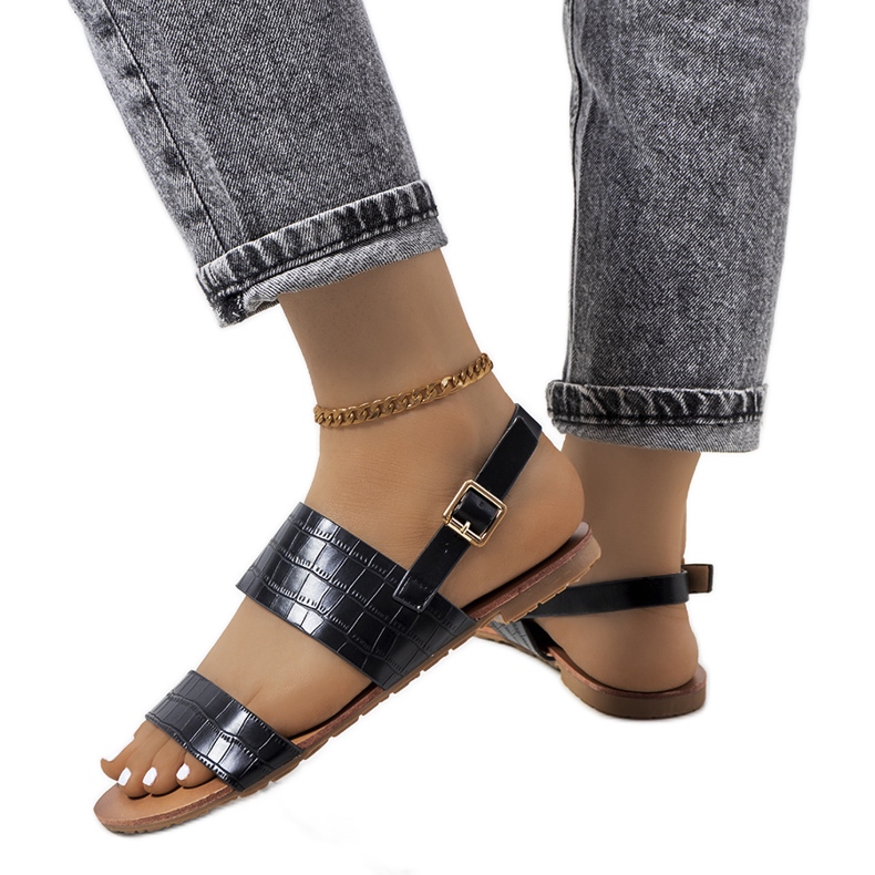 Chinn svarta sandaler för kvinnor