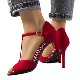 Röda Munger sandaler med hög klack