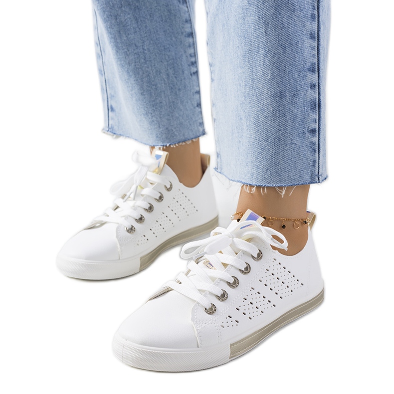 Impi damsneakers i vitt och guld gyllene