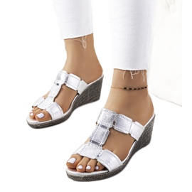 Silver Rosser wedge tofflor silver-