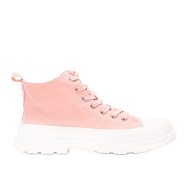 Rosa ankelhöga sneakers med Cherryl-plattform