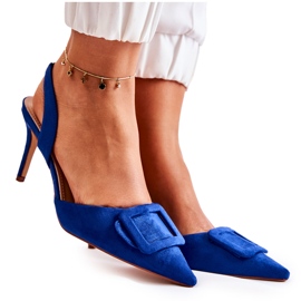 PS1 Högklackat mocka med tå i mörkblå Emberly Spitz