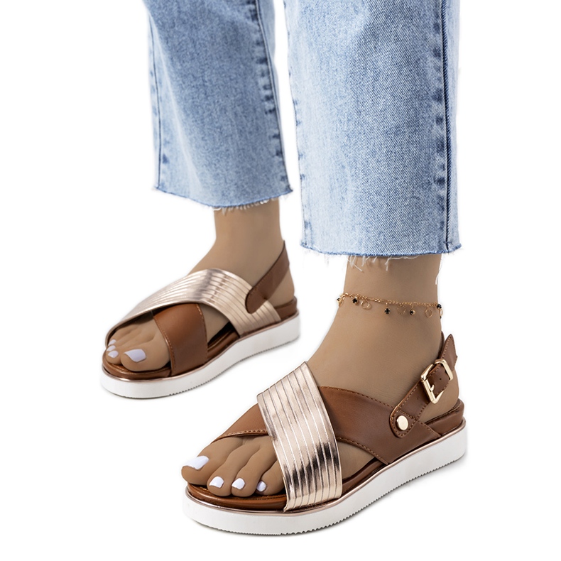 Bruna sandaler med metalliskt Myrtle-inlägg gyllene