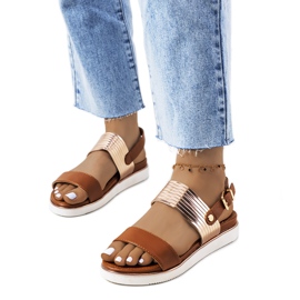 Bruna sandaler med metallic Larochelle-inlägg gyllene