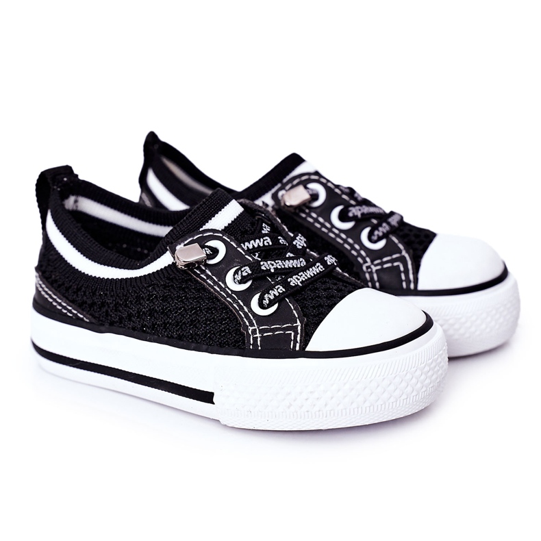 Apawwa Barnens luftiga svarta Kids Club -sneakers