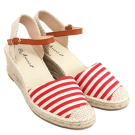 Irma Rödrandiga espadrillor beige
