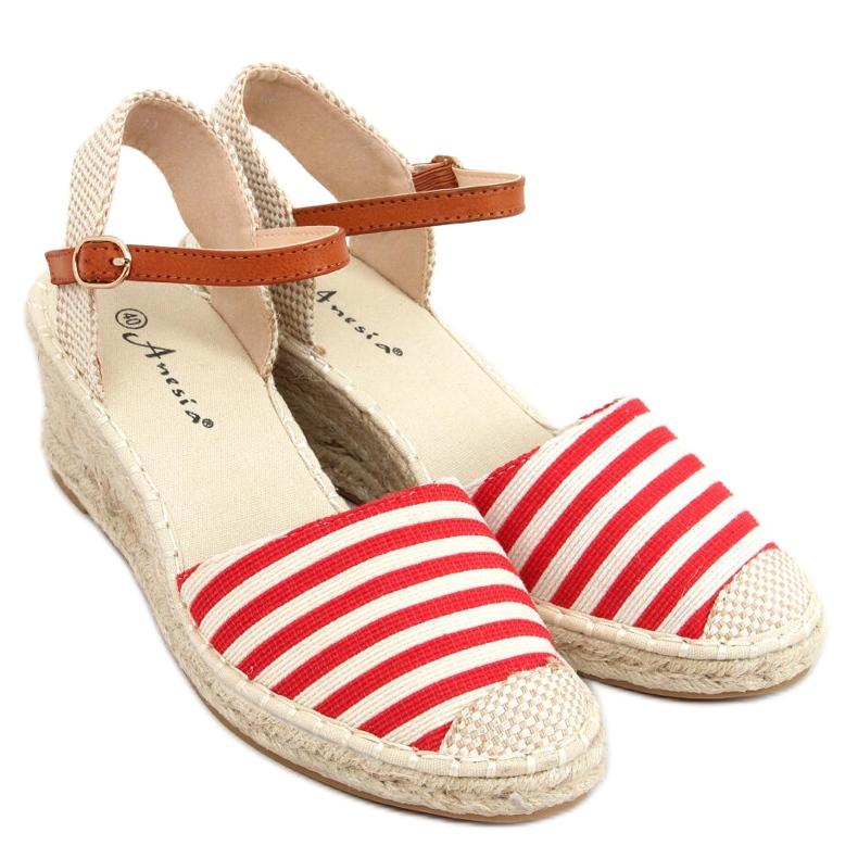 Irma Rödrandiga espadrillor beige
