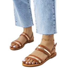 Hibbins bruna damsandaler gyllene